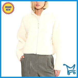 Sherpa Fleece Jacket Women's Casual Long Sleeve Zip Up Warm Fuzzy Coat with